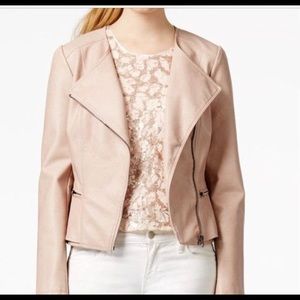 Blush | Faux leather moto jacket